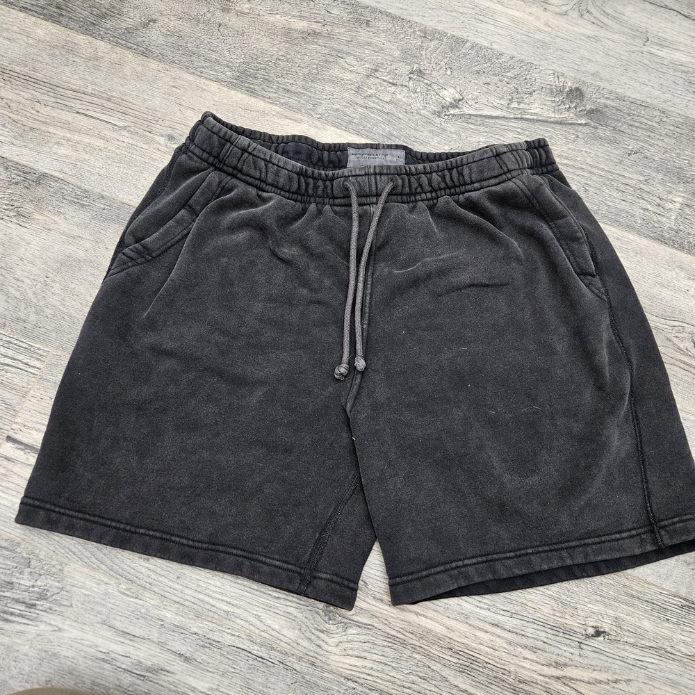 Abercrombie And Finch Men's Fleece Lounge Shorts XL Relaxed Fit Black Soft A&F